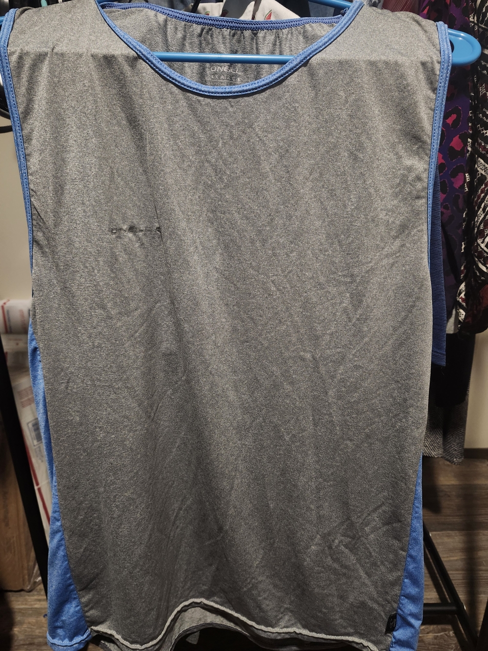 O'Neill Gray Tank Top with Blue Trim
